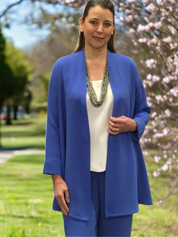 Cambridge Crepe Jacket in Hyacinth Blue