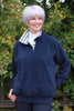 Fellbeck Fleece Top in Navy with striped collar